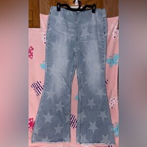 Risen High Rise Light Blue Star Print Jeans